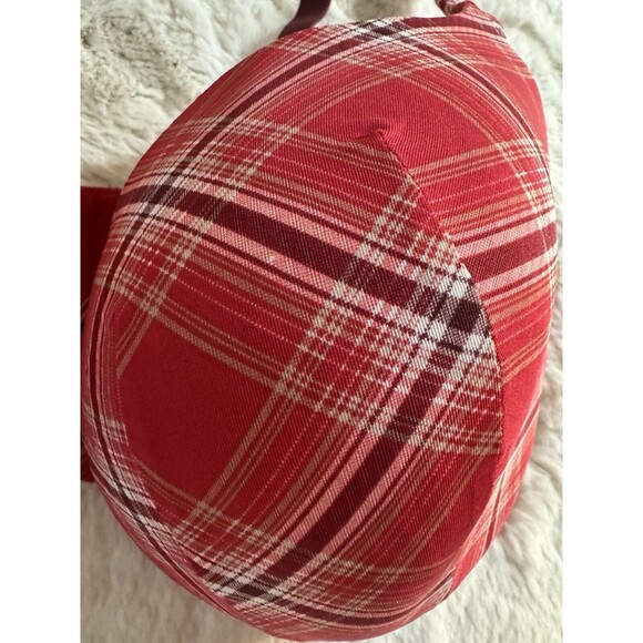 Cacique 40F Bra Red Plaid Lightly Lined Underwire Back Closure Holiday Fall - Picture 4 of 8